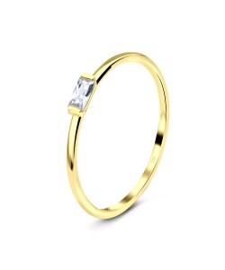 Minimal Styled Crystal CZ Gold Plated Silver Ring NSR-2802-GP